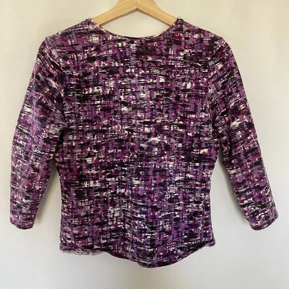 Lark Lane Petite women's size medium 3/4 sleeve vintage beaded purple shirt - Picture 5 of 5